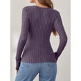 thumbnail image 4 of ANRABESS Long Sleeve V Neck Shirts for Women Ribbed Knit Slim Fit Wrap Top Comfy Soft Sexy Sweater Spring Fall Winter Dressy Casual Clothes Purple Medium, 4 of 9