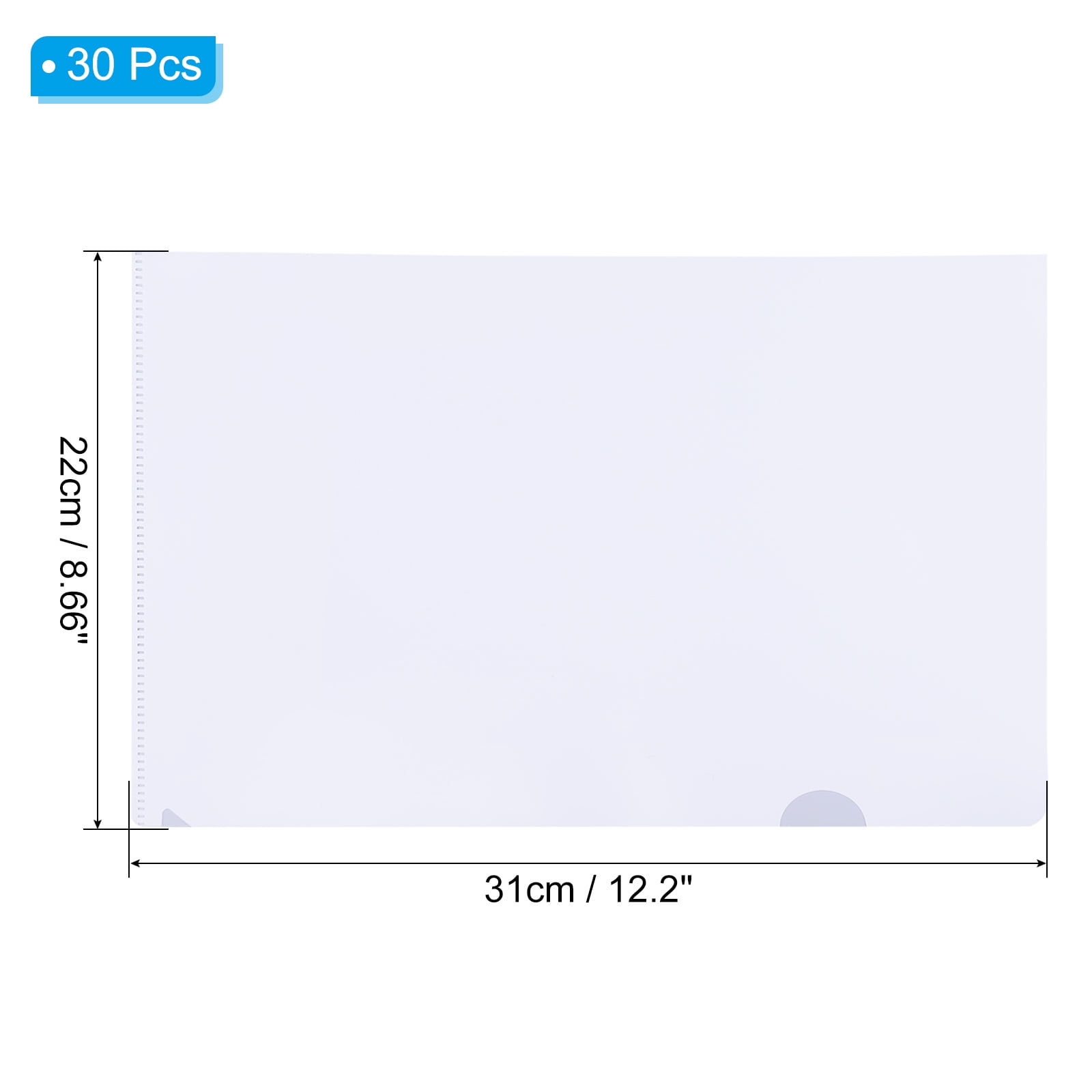 Uxcell L Type Folders 30 Pack A4 Plastic File Project Pockets Clear Paper Document Jacket Sleeves White