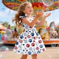 thumbnail image 5 of KPOPLK Toddler Baby Girl 4th of July Outfit American Flag Bow Smocked Dress Plaid Ruffle A-Line Dress Patriotic Clothes(5-6 Years,White), 5 of 5