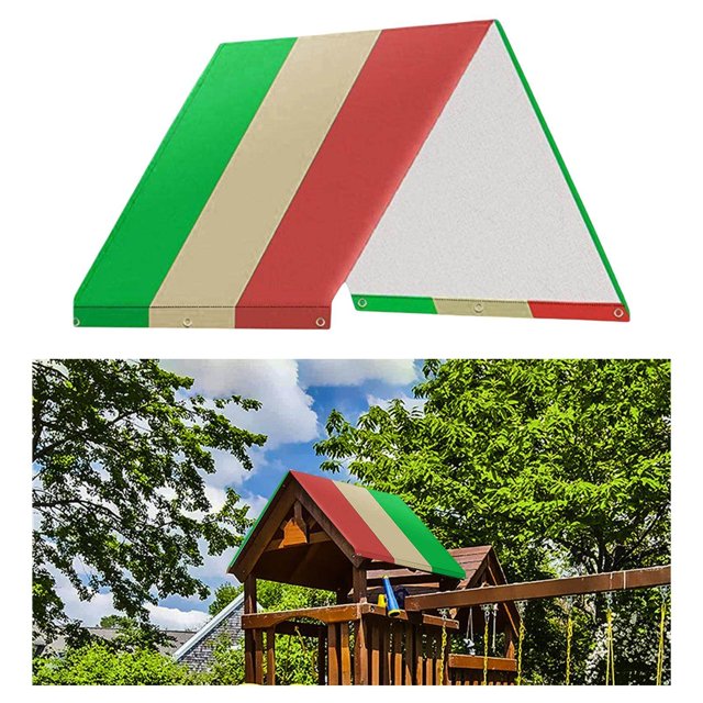Maoww Bâche Imperméable de Remplacement pour Balançoire Toit Tente Pare-Soleil Vert Beige Rouge