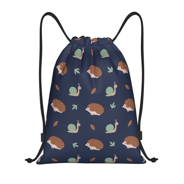 Fotbe Hedgehog And Snail Bolsa Mochila con Cordón Estampada, Bolsa de Gimnasio Deportiva, Bolsa Cinch, Bolsa con Cordón para Hombres y Mujeres-Medium
