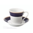 thumbnail image 2 of Espresso Cups and Saucers Set with Metal Stand for Cappuccino, Latte, Cafe Mocha - Blue and Gold, 2 oz. Set of 6, 2 of 5