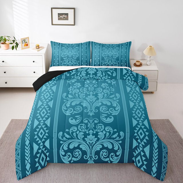 Erosebridal Boho Damask Bedding Sets King with Comforter,Aztec Southwestern Comforter Sets King Size,Geometry Bedroom Decor,Reversible,Breathable,3-Piece