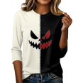 thumbnail image 4 of Halloween 3/4 Sleeve Sweatshirt for Women, Lightweight Pumpkin Shirt Casual Loose Crewneck Raglan Pullover Top Style01# L, 4 of 5