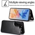 thumbnail image 2 of Design for Samsung Galaxy S23 5G Case with Tempered Glass Screen Protector PU Leather Credit Card Holder Slot Wallet Phone Cases Stand Kickstand Protective Cover for S 23 Men 6.1 inch Black, 2 of 12