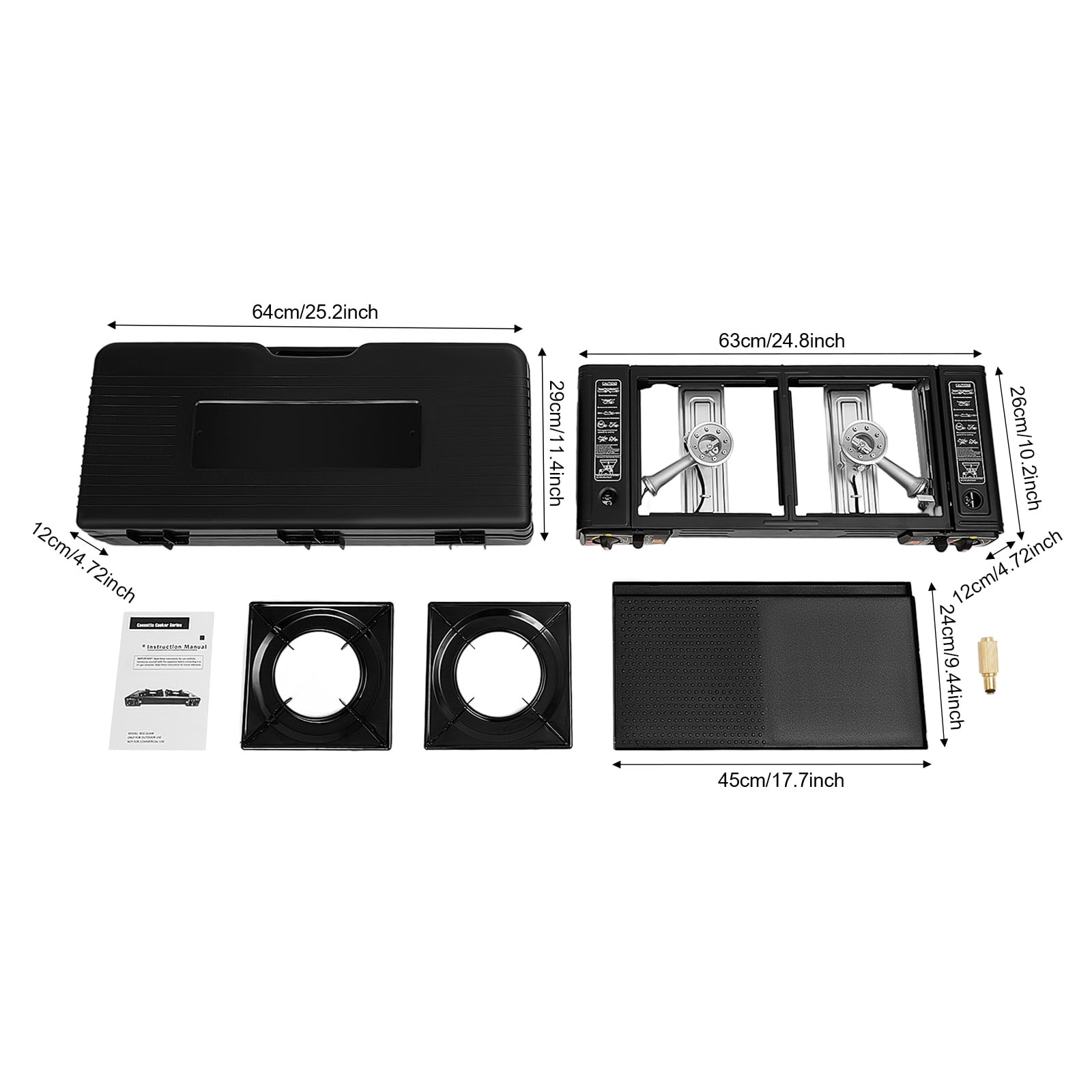 2 Burners Camping Stove, Camping Stove with Baking Tray, for Outdoor and Indoor