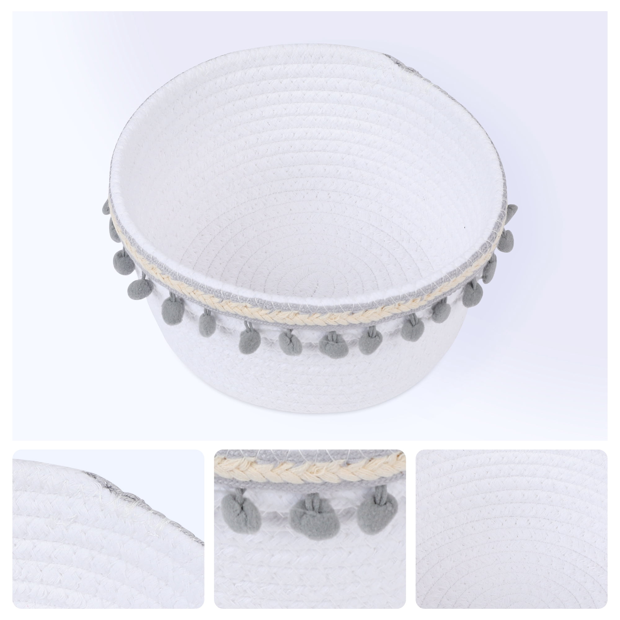 Unique Bargains Woven Storage Basket for Key Tray Bowl Gray 8.1*3.7in