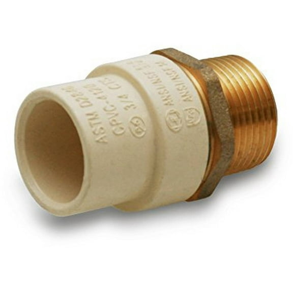 Supply Giant BRCPM100-NL 1" Lead Free Adapter Fitting with a Brass Male and a CPVC Connect