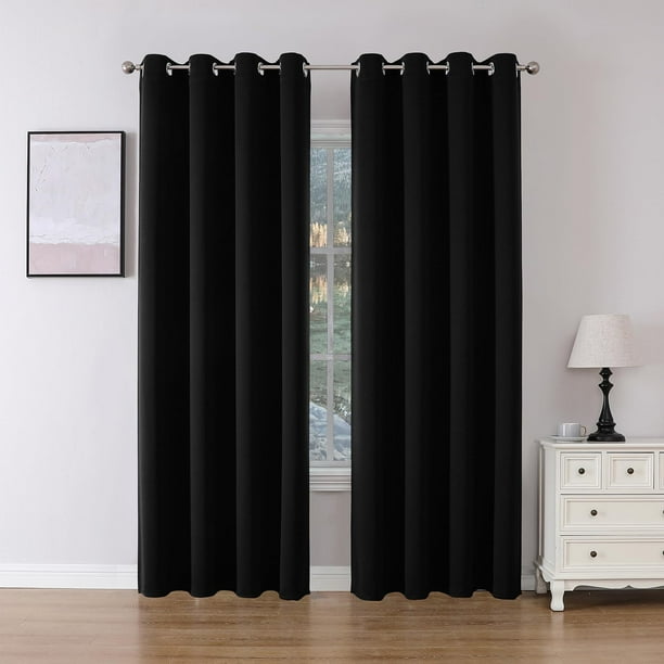 Juego de cortinas opacas Joydeco, 214 cm de longitud, 2 paneles, color negro