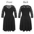 thumbnail image 6 of Plus Size V-Neck Back Zip Lace 3/4 Sleeve Midi Skater Dress, 6 of 8