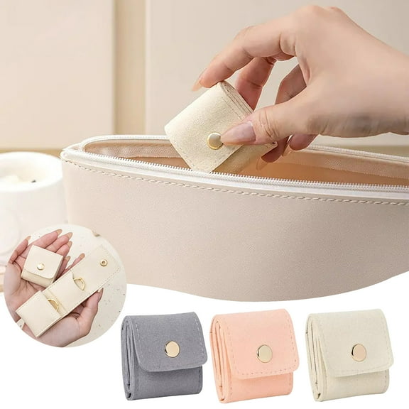 Set of 3 Mini Travel Jewelry Organizer Case,Portable Jewelry Bag Compact Foldable Pouch with Velvet Lining,Lightweight Jewelry Storage Book for Rings,Earrings,Necklaces On the Go