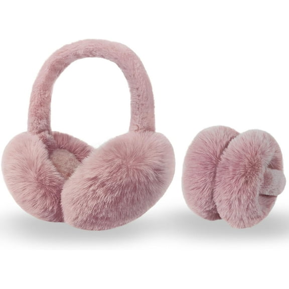 1Pcs Ear Muffs for Women, Foldable Winter Faux Furry Earmuffs, Cold Weather Cute Soft Ear Warmer Covers Headband