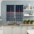 thumbnail image 4 of Navy Moroccan Texture Anchor Simple Summer Rod Pocket Short Curtain Half-Curtain For Home Kitchen Door Drape Cafe Small Window, 4 of 6