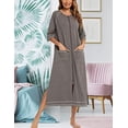 thumbnail image 2 of Albornoz de Mujer con Cremallera Frontal, Abrigo de Oficina, Pijama de Manga 3/4, Ropa Informal para Mujer, Longitud Completa, con Bolsillos, Gris, S-XXL, 2 of 5