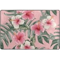 thumbnail image 4 of SKYSONIC 36x24in Summer Pink Flowers Area Rug, Tropical Palm Leaves Non-Slip Floor Carpet for Indoor Living Dining Room Bedroom, 4 of 7