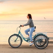MOONCOOL Adult Tricycles 7 Speed, Adult Trikes 24 / 26 inch 3 Wheel Bikes, Three-Wheeled Bicycles Cruise Trike with Shopping Basket for Seniors, Women, Men