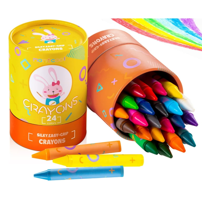 Lebze Toddler Crayons, 24 Colors Non Toxic Crayons for Kids Ages 2-4, Easy  to Hold Jumbo Crayons for Kids, Safe for Babies and Children Flower Monaco