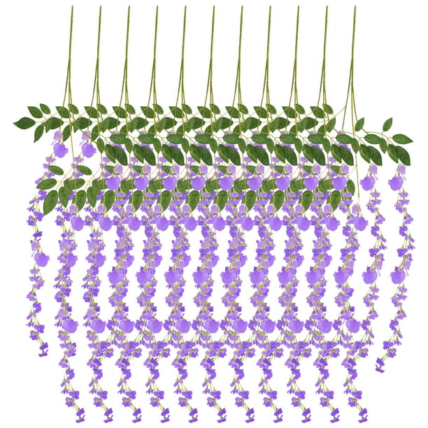 12 Unids Artificial Wisteria Vine Ratta Colgante Guirnalda Flores De Seda 110 Cm Simulación Wisteria Ramo Para Fiesta En Casa Decoración De La Boda Muyoka Hogar