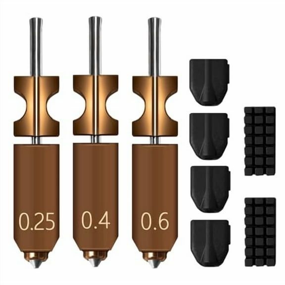 2.0 Version Original Integrated Adventurer 5X Nozzle Kit(0.25mm, 0.4mm, 0.6mm) for Flashforge AD5X 3D Printer Extruder Heating Block Component with 4 Silicone Socks and 2 Nozzle Wipers$$Other