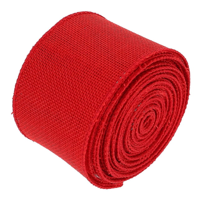 Red Imitation Hemp Ribbon for DIY Crafts 1 Roll Decorative Polyester Ribbon