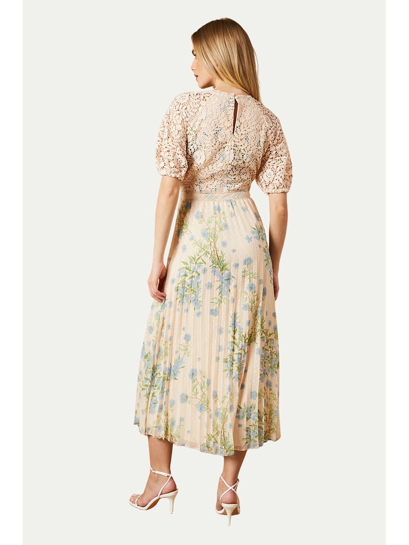 oasis floral pleated dress Oasis Women's Pleated Tie Shoulder Midi Dress
