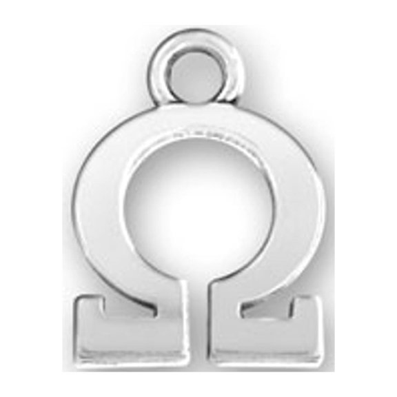 Sterling Silver 16" .8mm Box Chain Greek Alphabet Sorority Fraternity Omega Pendant Necklace