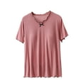 thumbnail image 1 of Timegard Hauts pour Femmes avec Soutien-Gorge Intégré Col Ras du Cou Manches Courtes Nœud Papillon Confortables Vêtements d'Intérieur d'Été Décontractés Hauts de Pyjama, 1 of 3