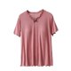 thumbnail image 2 of Blusa de pijama de manga corta para mujer, lisa, informal, a la moda, con cuello redondo, sin mangas, para dormir, pijamas para mujer, 2 of 3