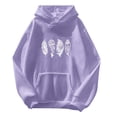 thumbnail image 1 of Gibobby Túnica de moda Sudadera de mujer de manga larga con estampado diario Sudadera larga con capucha Sudadera con cordón Estampado （Morado， L), 1 of 4