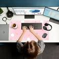thumbnail image 7 of Pink Mouse Pad Large Desk Mat Gaming, Kawaii Desk Pads Stars Mouse Mat XXL Cute Keyboard Pad, Laptop Computer Mat with Non-Slip Base & Stitched Edges, Office Decor for Women 31.5" x 15.7", 7 of 7