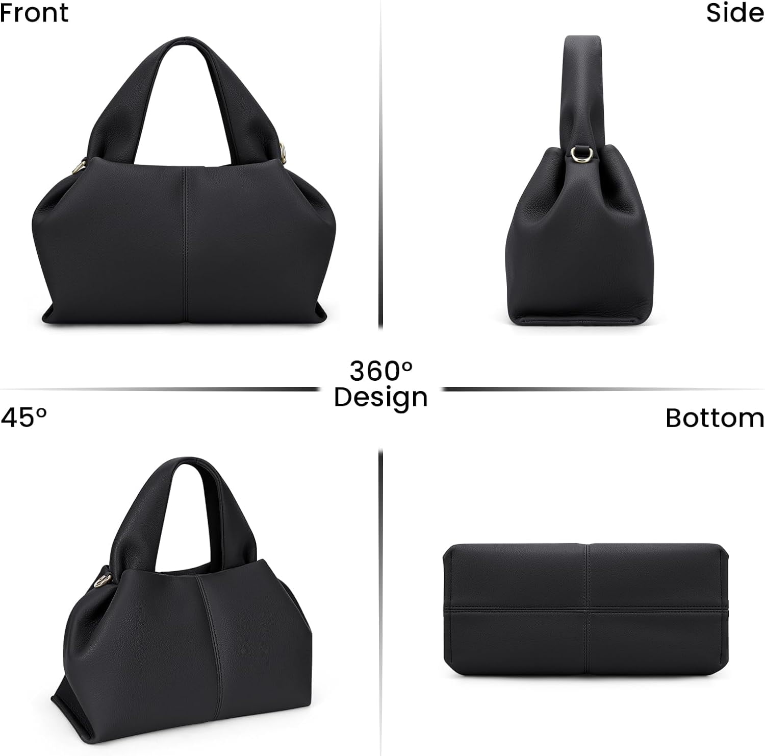Cloud Pouch Bag Dumpling Clutch Purse Handbag Leather Tote Shoulder Bag Retro Crossbody bag with Removable Strap