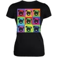 thumbnail image 1 of Pug Pop Art Repeating Squares Black Juniors Soft T-Shirt - Medium, 1 of 1