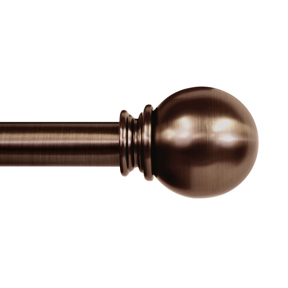 Ball 1" Single Drapery Rod & Hardware Set, 42"120" Plated Oil Rubbed Bronze