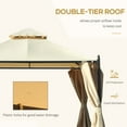 thumbnail image 3 of Outsunny 10' x 10' Outdoor Patio Gazebo Canopy with Polyester Privacy Curtains, Two-Tier Roof, Beige, 3 of 9