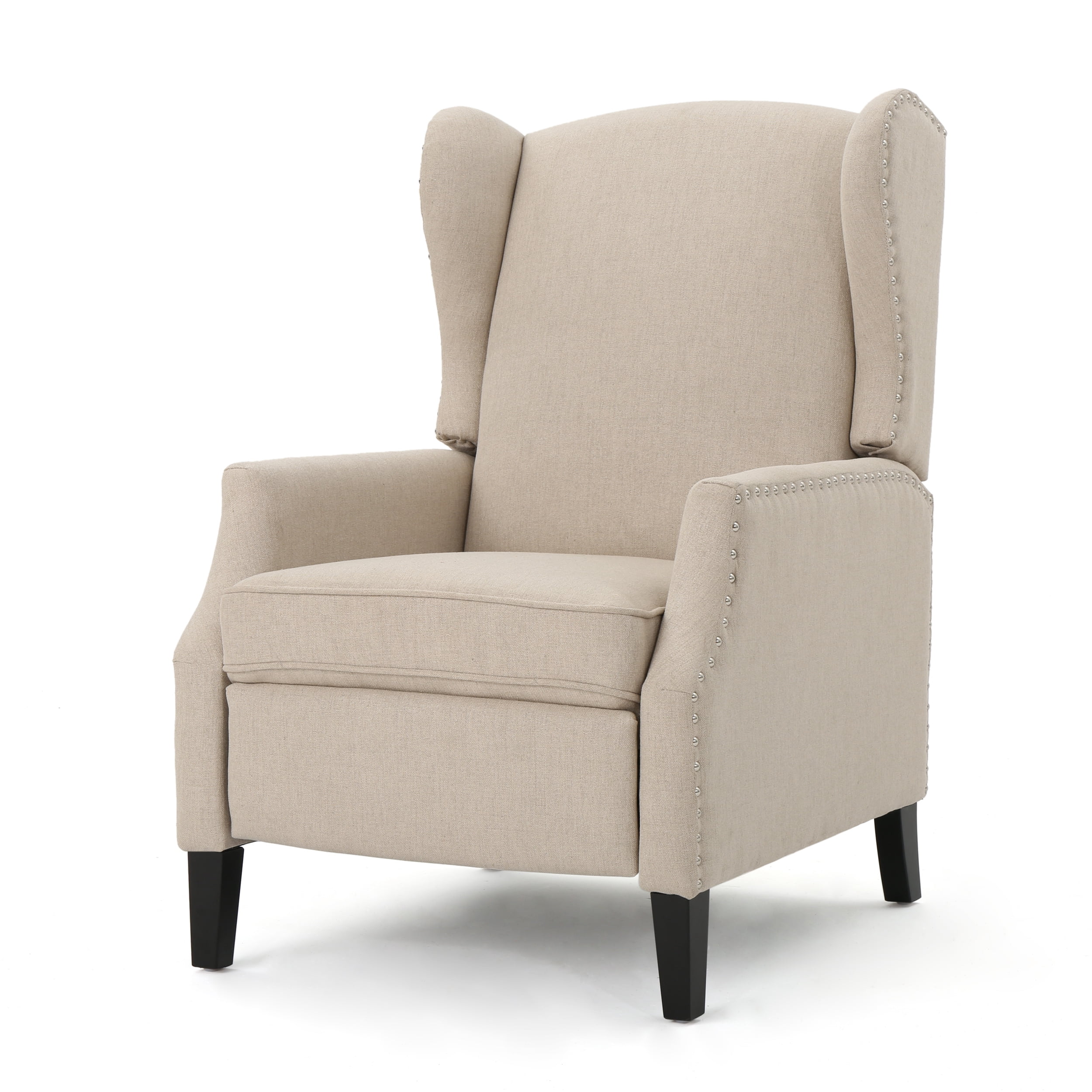 Euroco Traditional Wingback Recliner Chair with Studded Trim,100% Polyester Upholstery