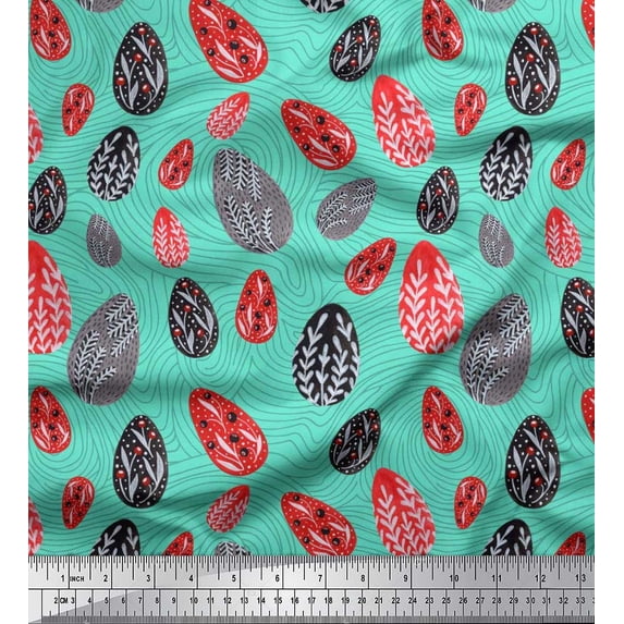 Soimoi Velvet Fabric Egg Folk Art Fabric Prints by Yard 58 Inch Wide