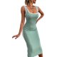 thumbnail image 3 of VISgogo Vestido de verano para mujer, patchwork, cuello en U, elástico, ajustado, ceñido al cuerpo, falda ajustada para mujer VISgogo moda, 3 of 6