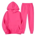 thumbnail image 4 of Conairie Men Sweatsuits 2 Piece Set Casual Solid Color Hoodies Sweatshirt And Joggers Sweatpants Set Street Fall Sport Suit Sets Clothes Outfits Hot Pink XXXL, 4 of 4