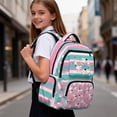 thumbnail image 6 of FKELYI Flower Cat Stripe Print 17 Inch Schoolbag for Kids Backpack Large Capacity Primary School Bookbag with Multi-Pockets Casual Daypack Rucksack, 6 of 7