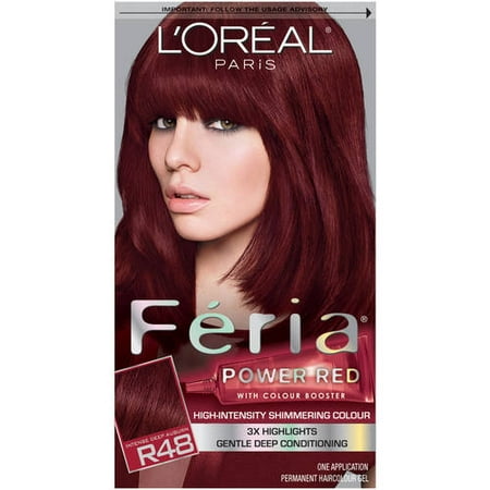 L L Oreal Paris Feria Multi Faceted Shimmering Permanent Hair Color R48 Red Velvet Intense Deep Auburn 1 Kit