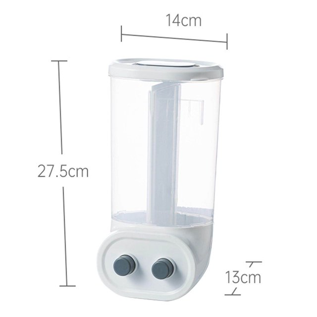 ziyahi Wall-Mounted Dry Food Storage Dispenser Grains Rice Box Candy Organizer 2 Grid White