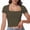Army green, variant on Womens Square Neck Short Sleeve T Shirts Double Lined Basic Causal Slim Fit Tops