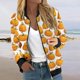 thumbnail image 2 of Chaqueta bomber con temática de Halloween para mujer, con lindos fantasmas, murciélagos y estampado de luna, informal, ligera, con cremallera, 2 of 5