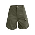 thumbnail image 5 of Horkkom Cargo Shorts Women Elastic Waist Hiking Shorts Work Athletic Travel Shorts with Pockets Button Zipper S, 5 of 10