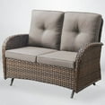 thumbnail image 6 of Giantfurnni Outdoor Glider Loveseat Sofa Wicker Rattan Glider Sofa,Patio 2 Seater Wicker Sofa with Thicking Back & Seat Cushions for Garden Balcony Backyard, 6 of 7