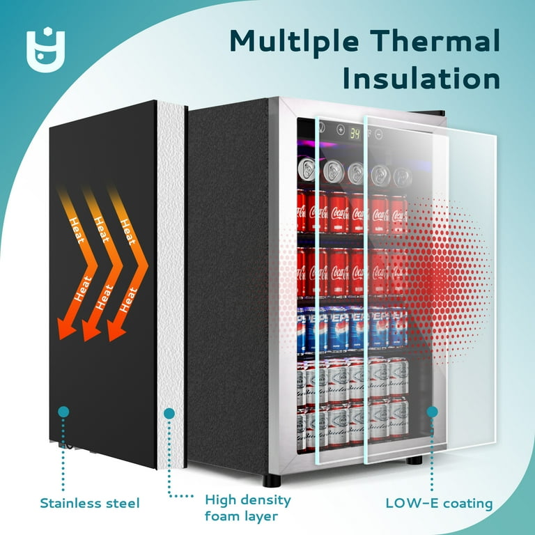 EUHOMY 150 Can Beverage Refrigerator, 4.5 Cu.Ft Mini Fridge with