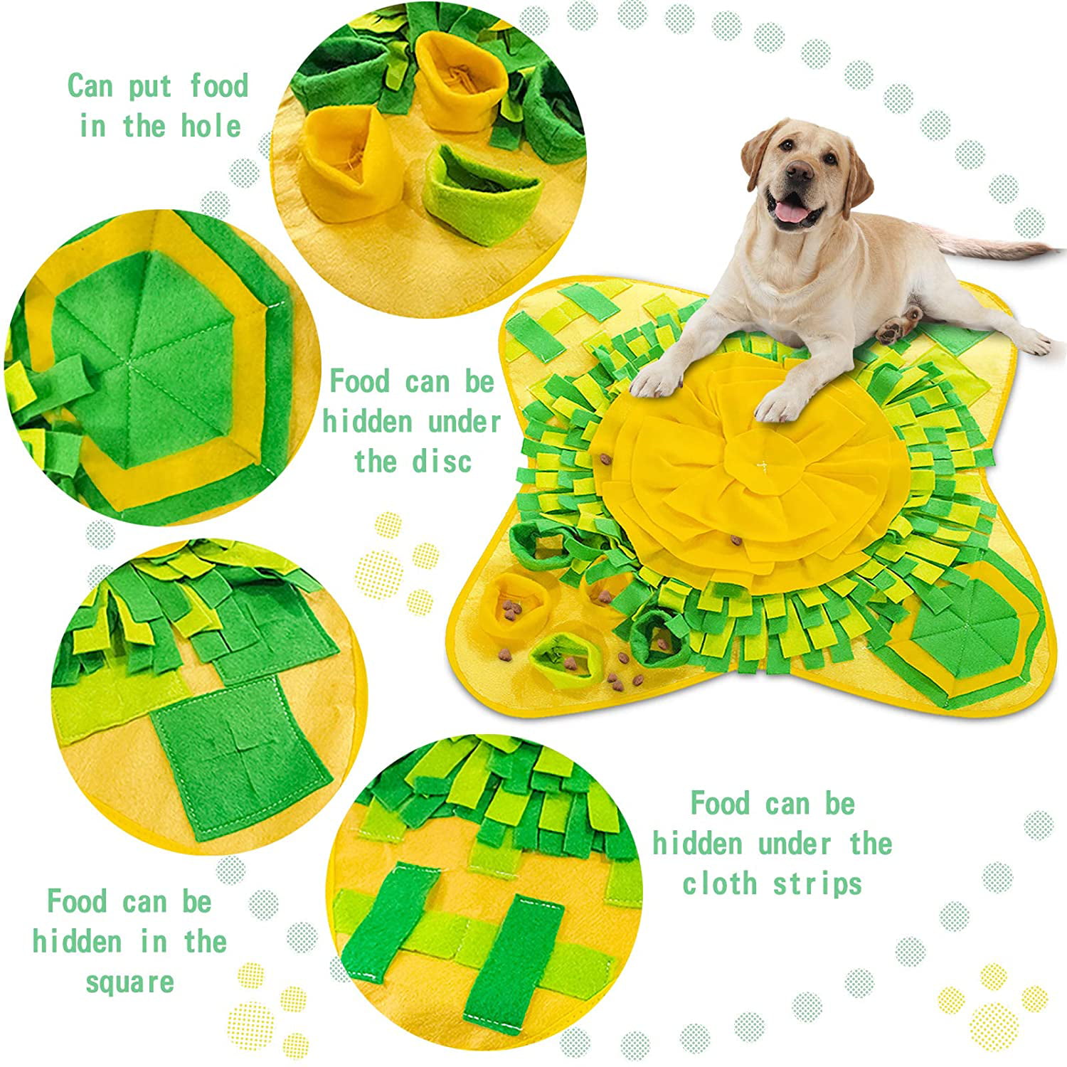 PATIO PLUS Snuffle Mat for Dogs Pet Training Mat Dog Feeding Mat Skill Puzzle Toys Slow Feeding Stress Release Pad 70x70cm