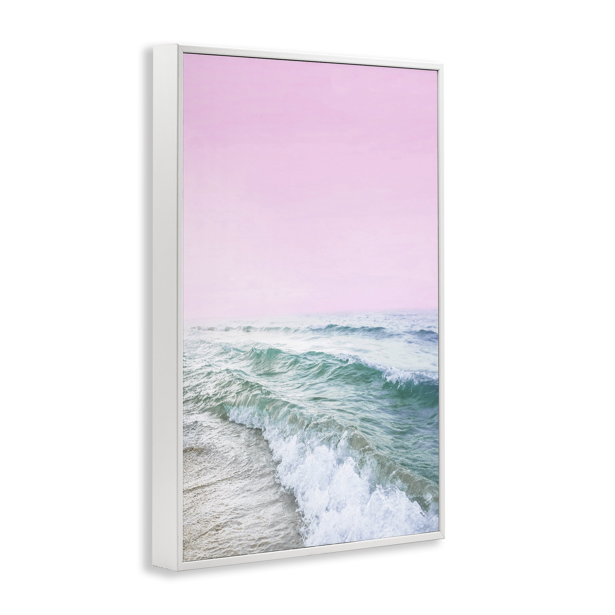 Stupell Industries Pink Winter Sea Coastal Photography White Framed Art Print Wall Art, 20 x 30