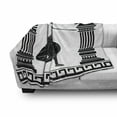 thumbnail image 3 of Retro Soft Flannel Fleece Throw Blanket, Black Warrior Silhouette Ready to Attack Between Ionic Palace Columns, Cozy Plush for Indoor and Outdoor Use, 50" x 70", Black White, by Ambesonne, 3 of 6