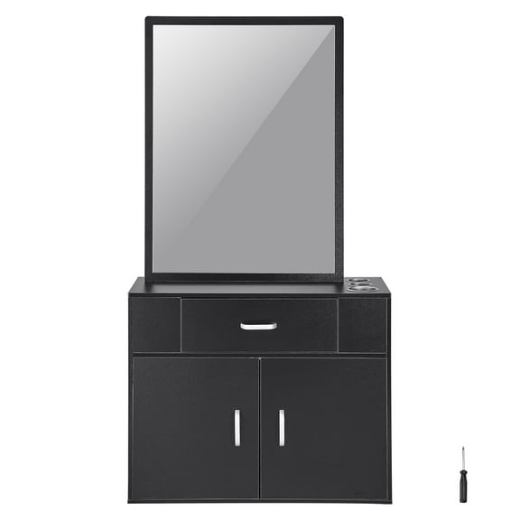 KFFKFF Salon Bracket Storage Cabinet Wall Mounted for Hair Stylist Mirror
